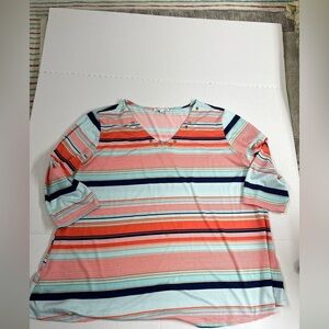 😍Notations Pink and White 3/4 Sleeve Boxy Blouse